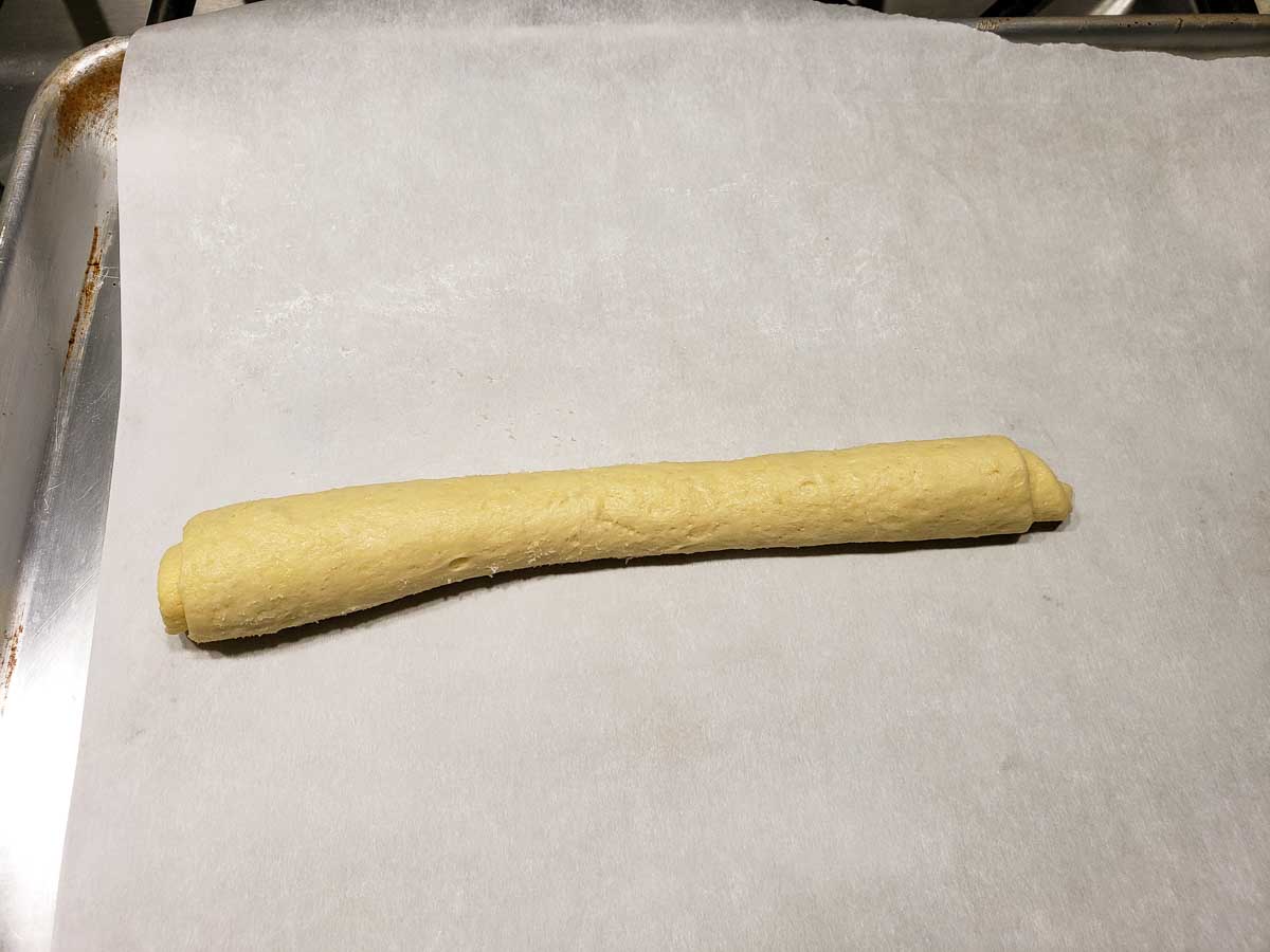 crescent roll dough rolled into a log shape