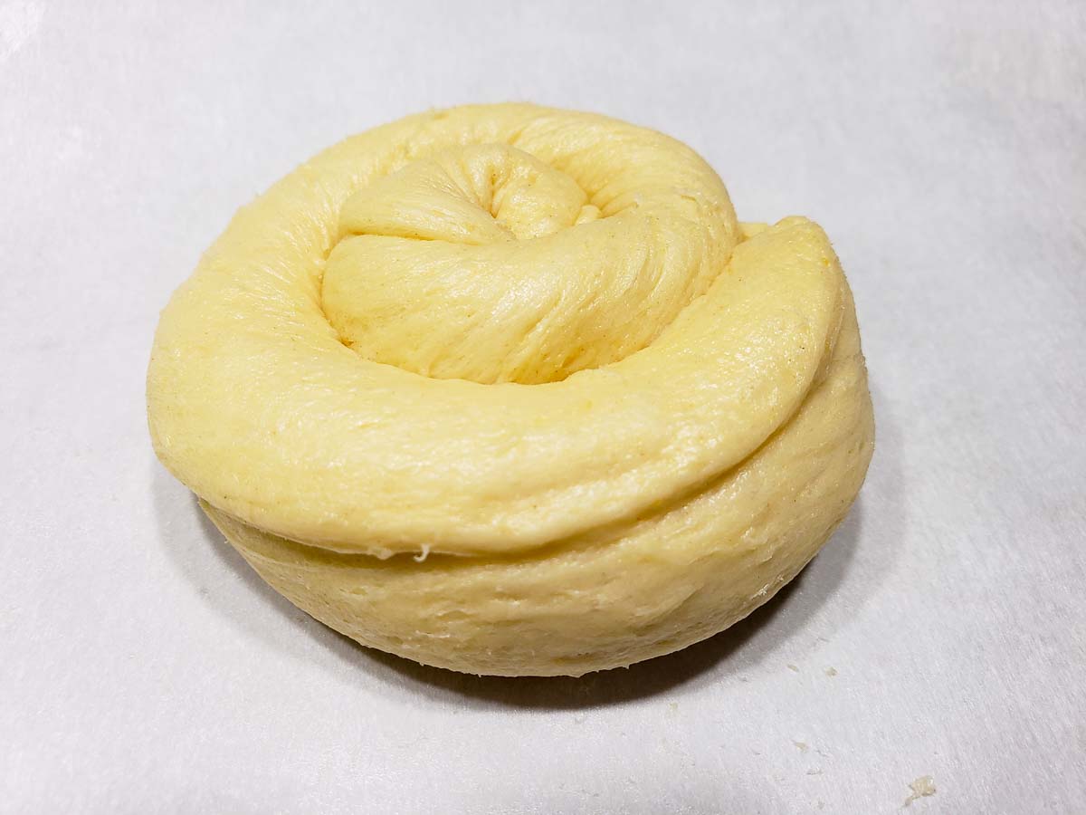 crescent dough rolled into a nautilus shape