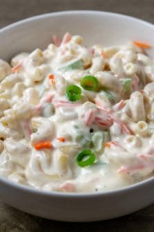 a bowl filled with hawaiian macaroni pasta.