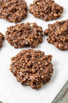small batch no bake cookies on a baking sheet.