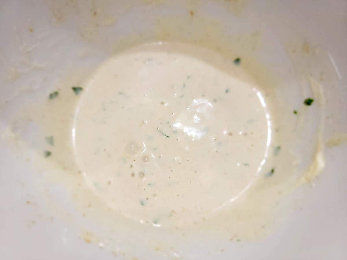 baja sauce mixed in a bowl.