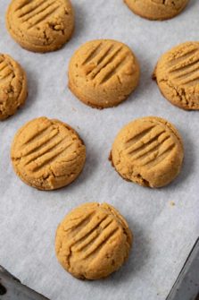 Small Batch Peanut Butter Cookies on a cookie sheet.
