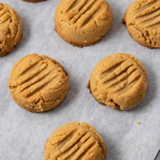 Small Batch Peanut Butter Cookies on a cookie sheet.