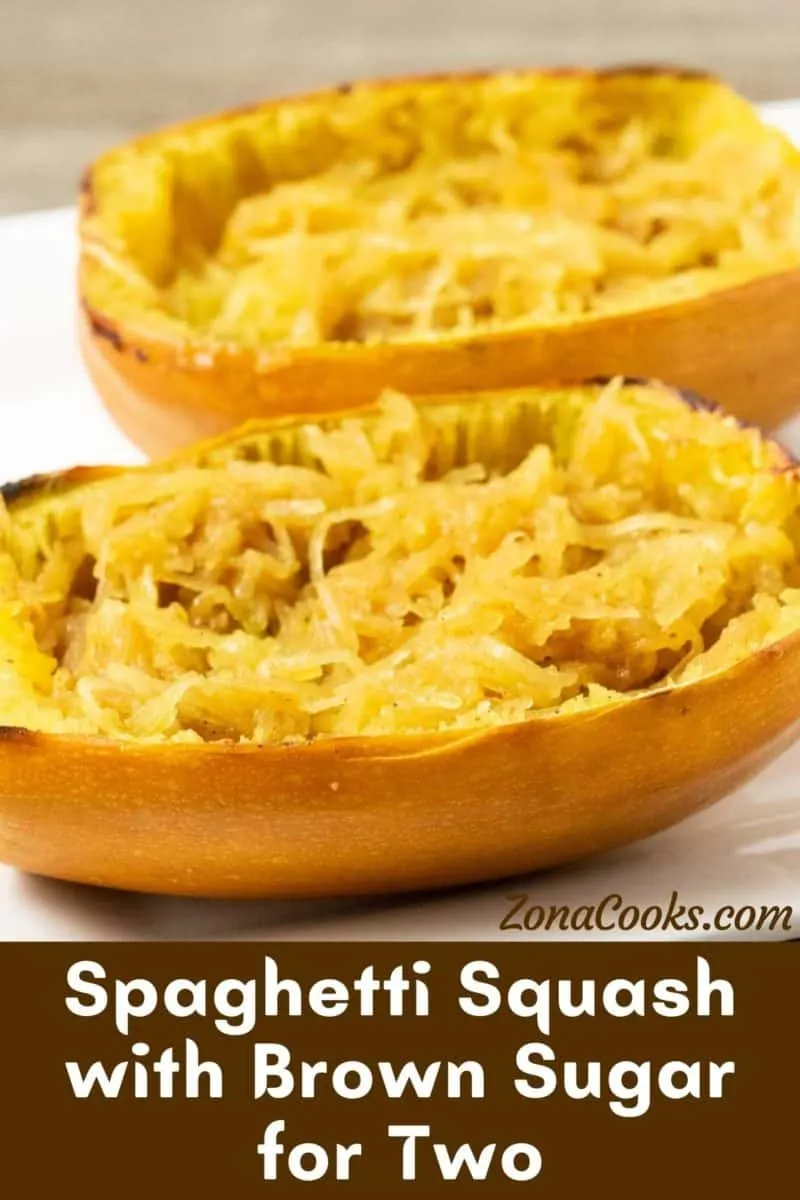 two Spaghetti Squash halves with Brown Sugar and butter.