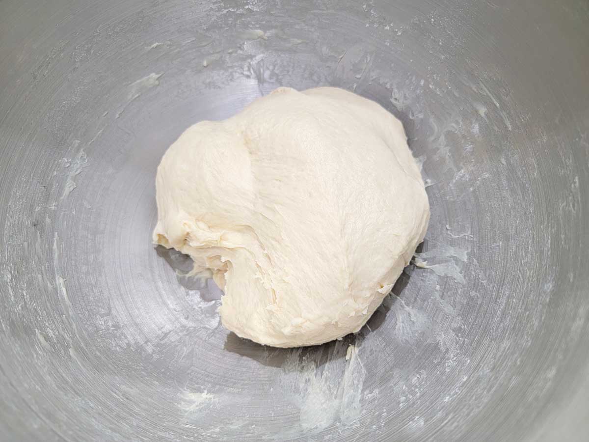 soft dough in a mixing bowl.