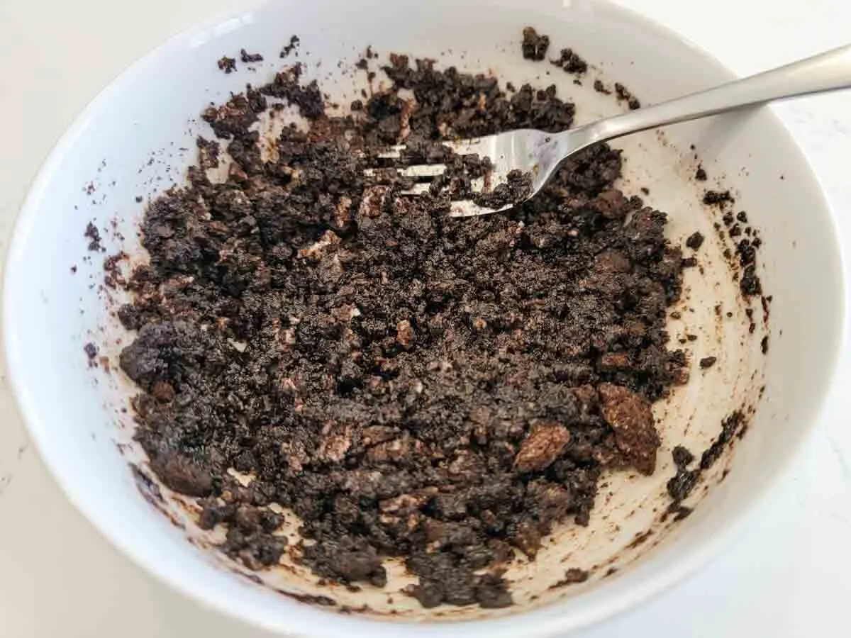 crushed oreo cookies mixed with melted butter.