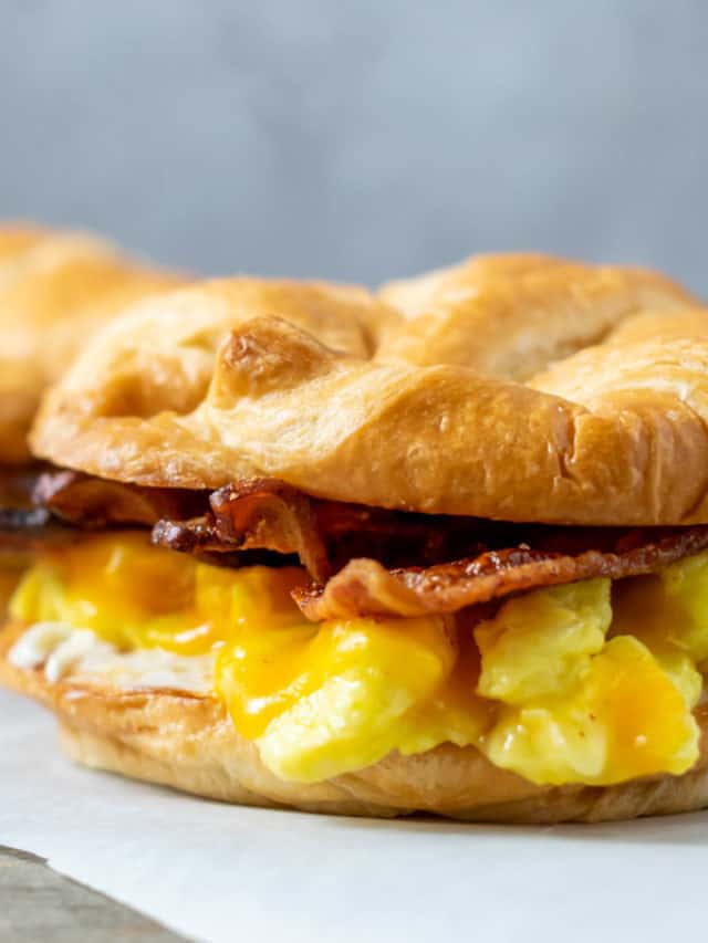 Scrambled Egg Croissant with Bacon and Cheese