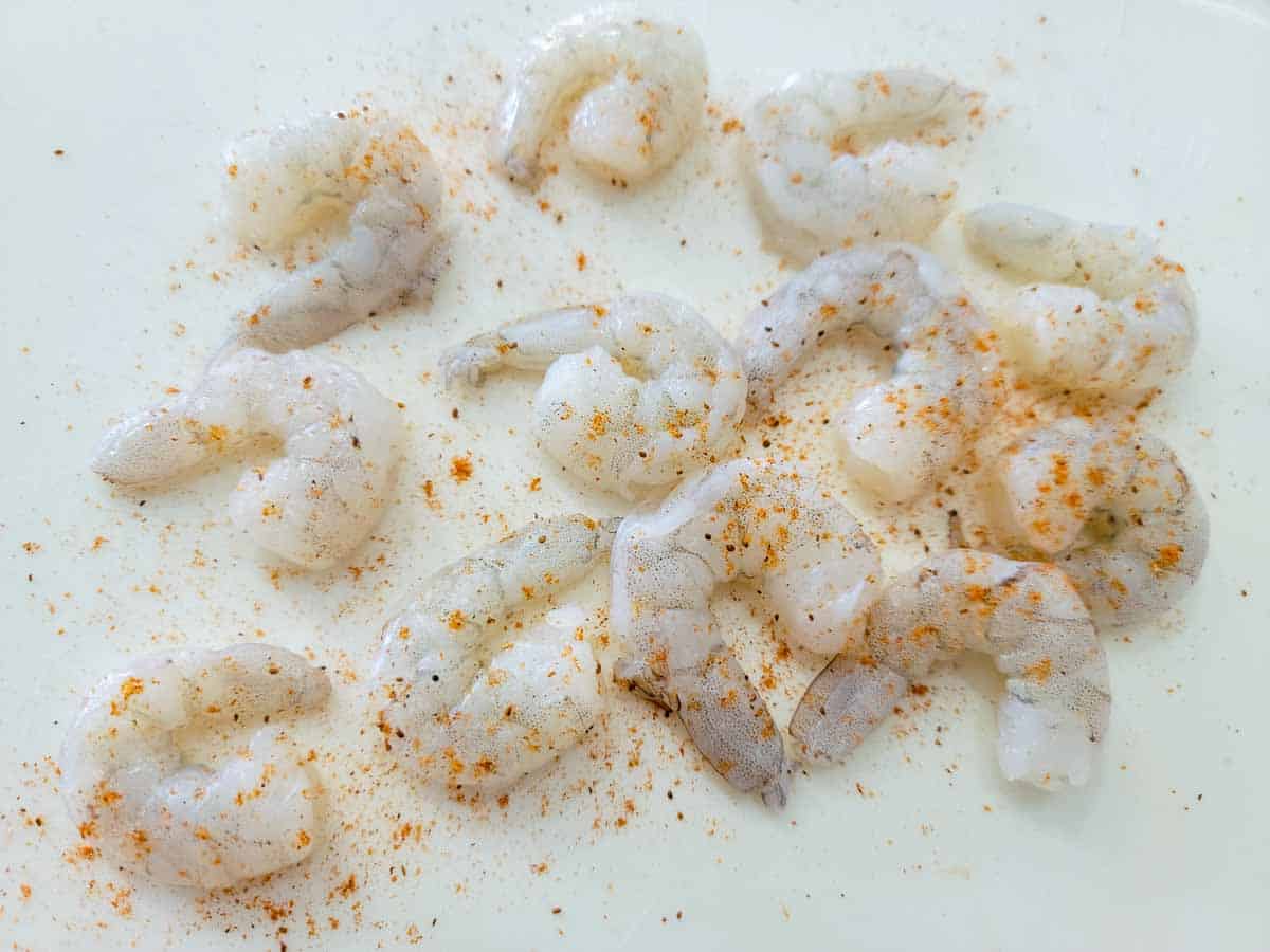 shrimp sprinkled with old bay seasoning.