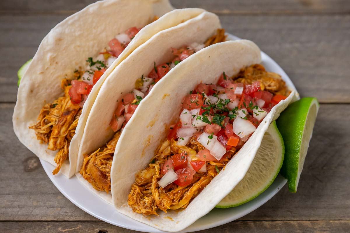 4 Ingredient Chicken Tacos on a plate.