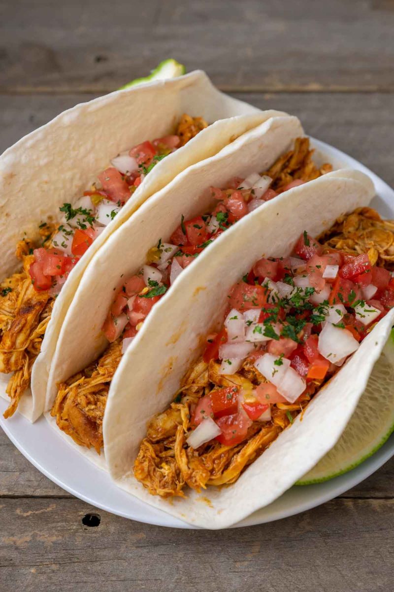 4 Ingredient Chicken Tacos on a plate.