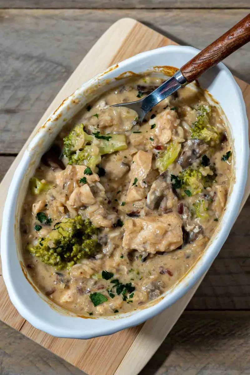 Slow Cooker Chicken with Creamy Mushroom Rice - The Midnight Baker