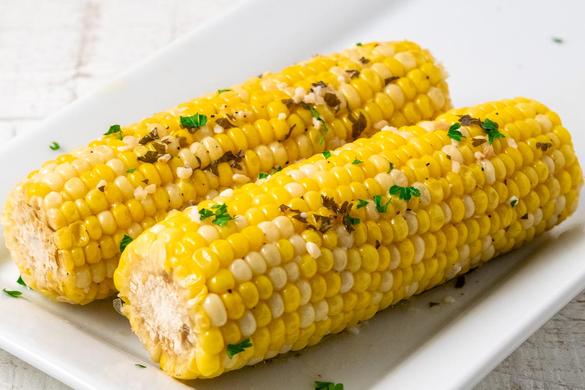 Lazy Corn on the Cob on a plate.