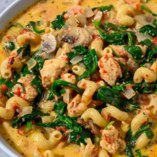 Creamy Garlic Parm Chicken in a bowl.