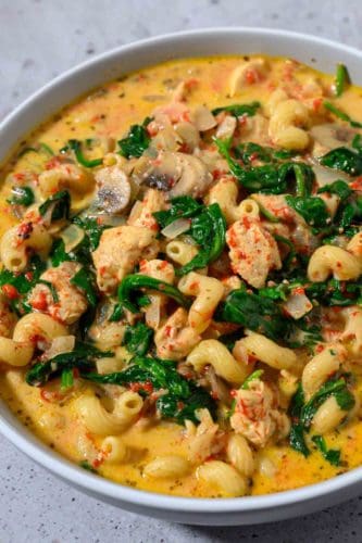 Creamy Garlic Parm Chicken in a bowl.