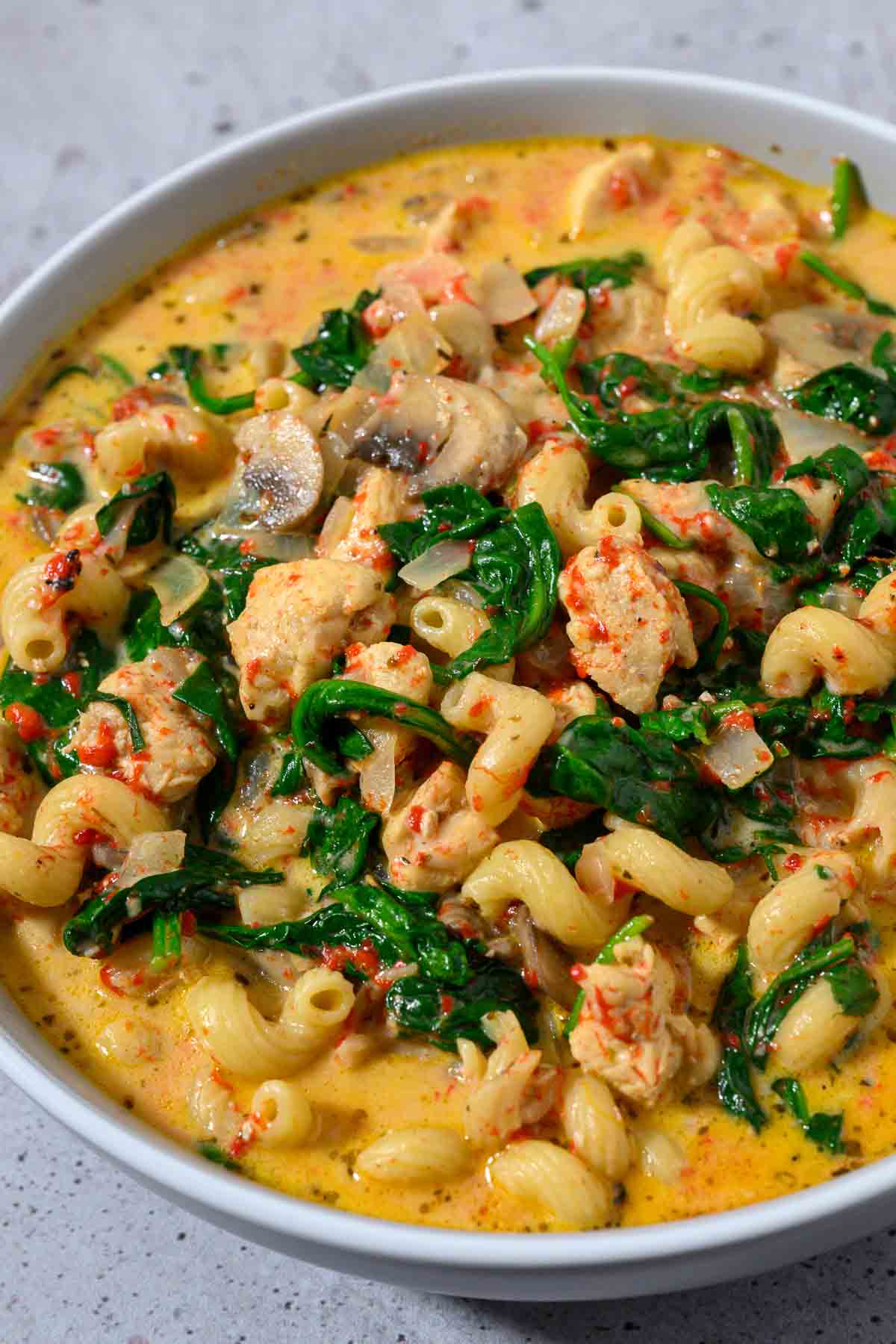 Creamy Garlic Parm Chicken in a bowl.