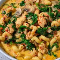 Creamy Garlic Parm Chicken in a bowl.