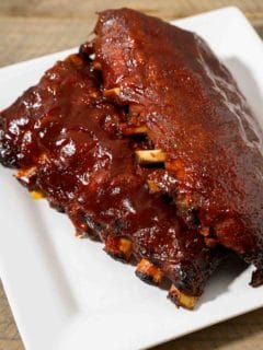 Slow Cooker Baby Back Ribs on a plate.