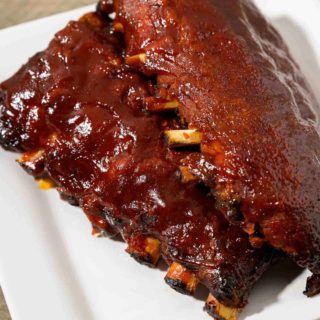 Slow Cooker Baby Back Ribs on a plate.