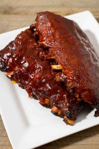 Slow Cooker Baby Back Ribs on a plate.