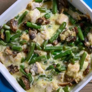 Pepper Jack Chicken in a casserole dish.