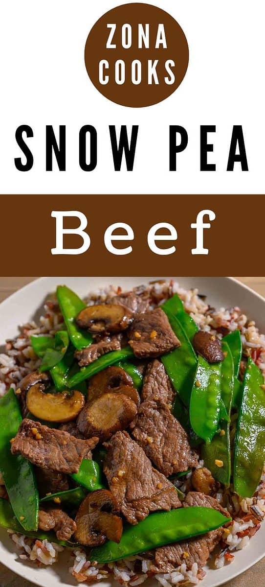 Beef and Snow Pea Stir Fry over rice.
