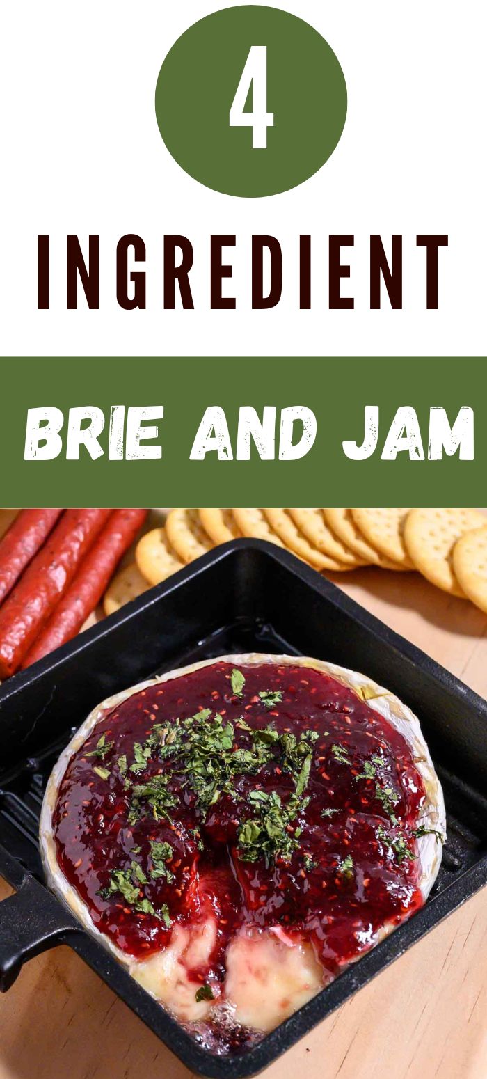 4 ingredient brie and jam in a dish.