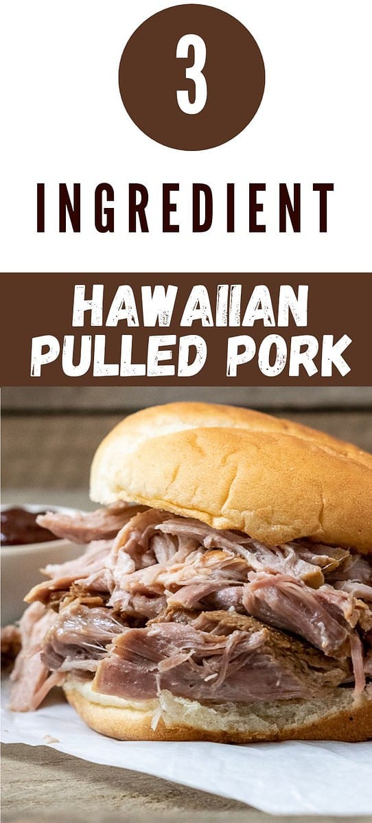 3 Ingredient Hawaiian Pulled Pork piled high on a bun.