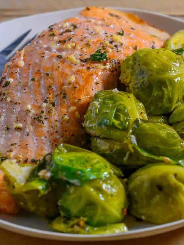 Baked Salmon and Brussels Sprouts