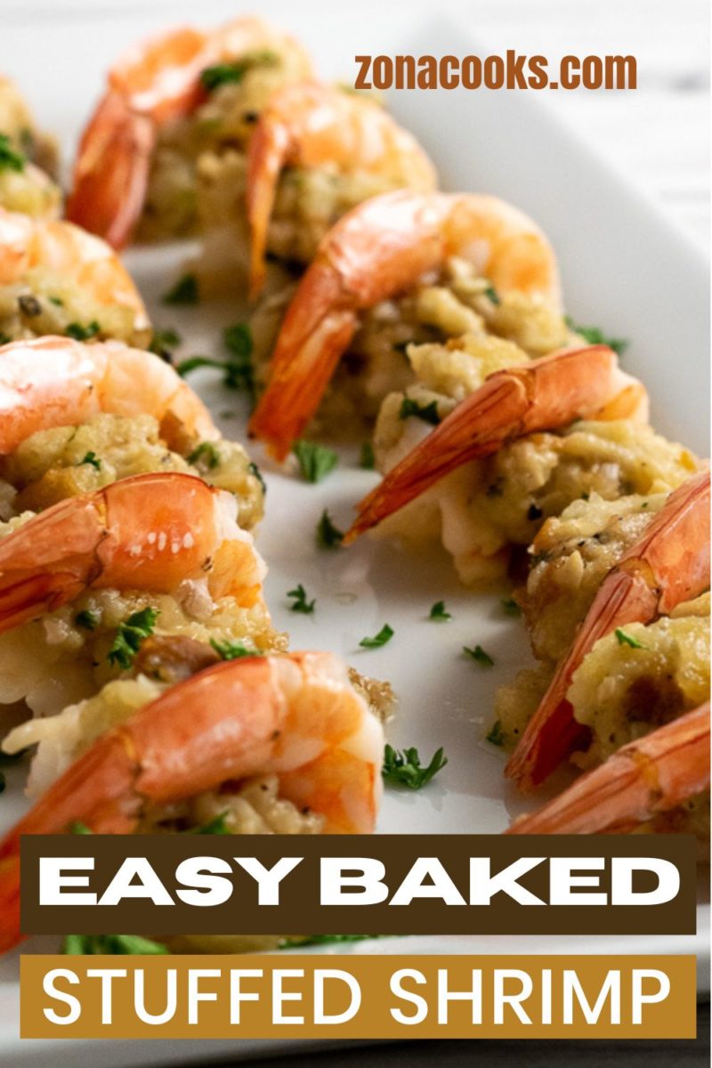 Easy Baked Stuffed Shrimp on a plate.