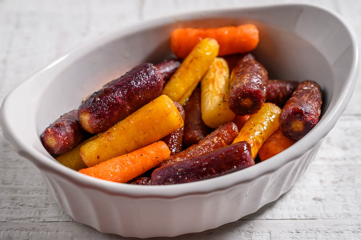 Honey Roasted Carrots in a dish.
