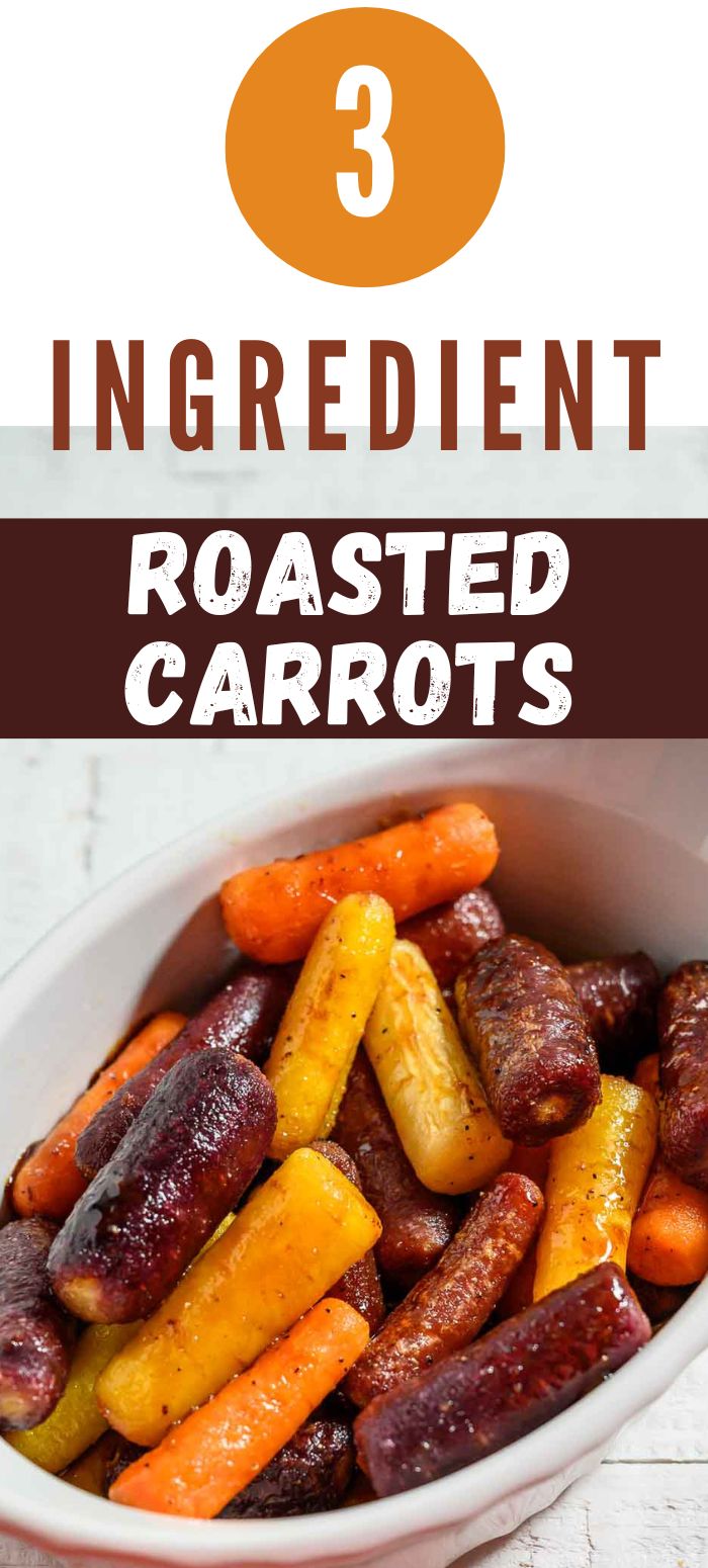 3 ingredient glazed rainbow carrots in a baking dish.