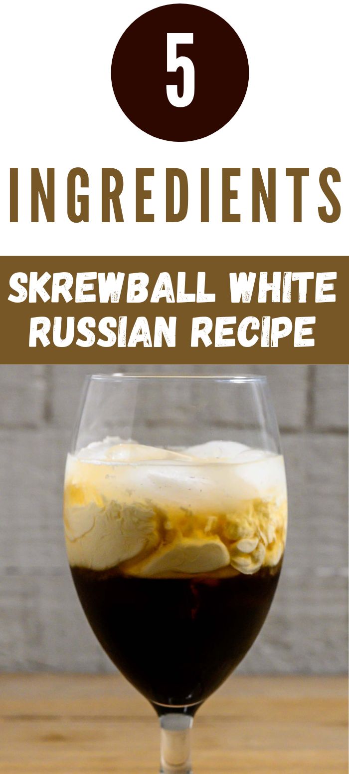 5 ingredient skrewball white Russian in a glass.