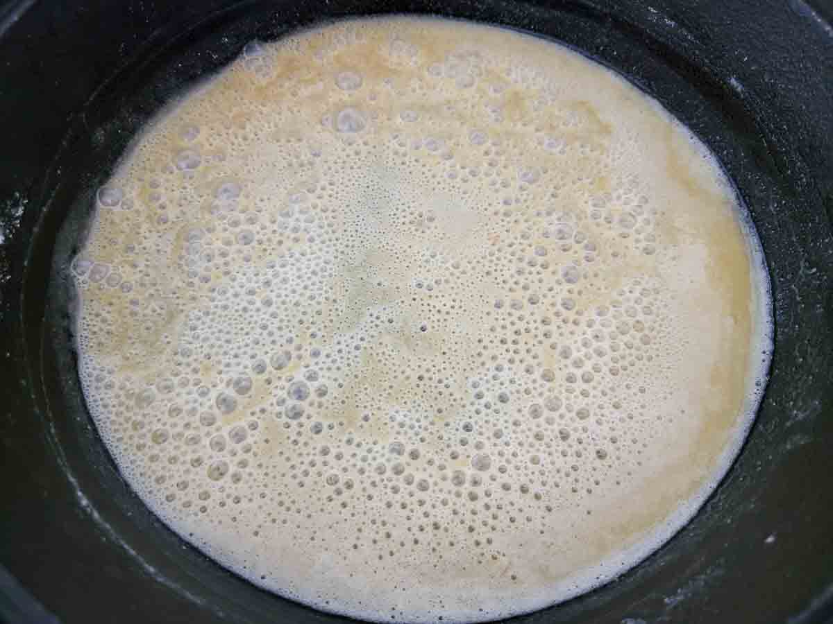 melted butter and flour whisked until smooth in a skillet.