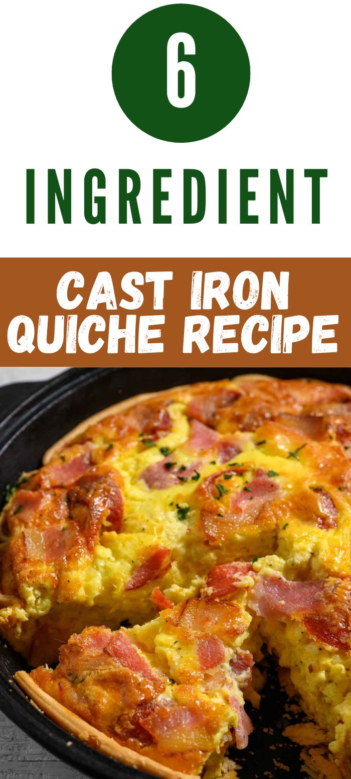 6 ingredient cast iron quiche in a skillet.