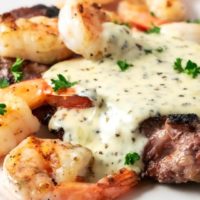 Applebee's Shrimp and Steak on a plate.