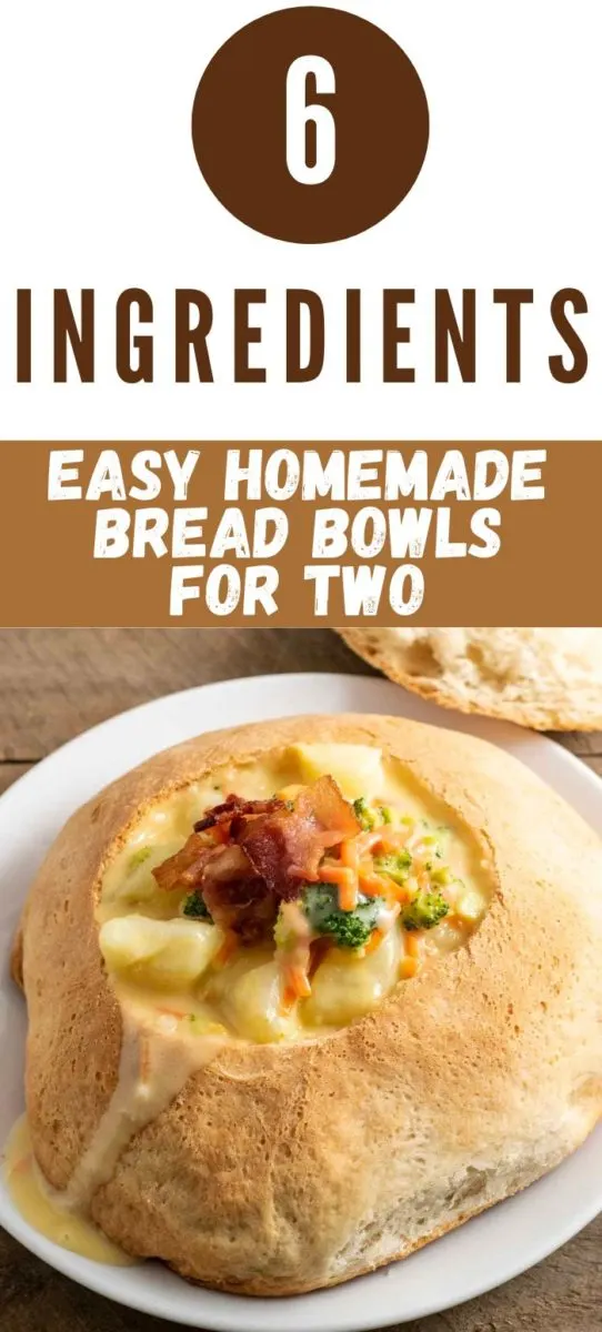 Easy Homemade Bread Bowls for Two on a plate.