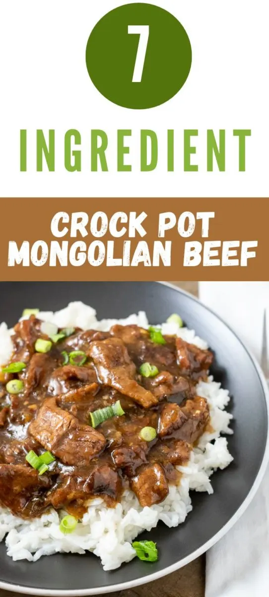 Crock Pot Mongolian Beef over rice on a plate.