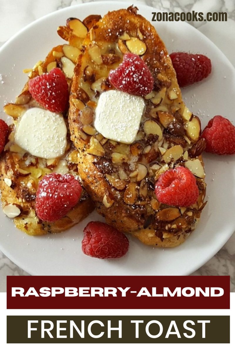 Raspberry-Almond French Toast on a plate.