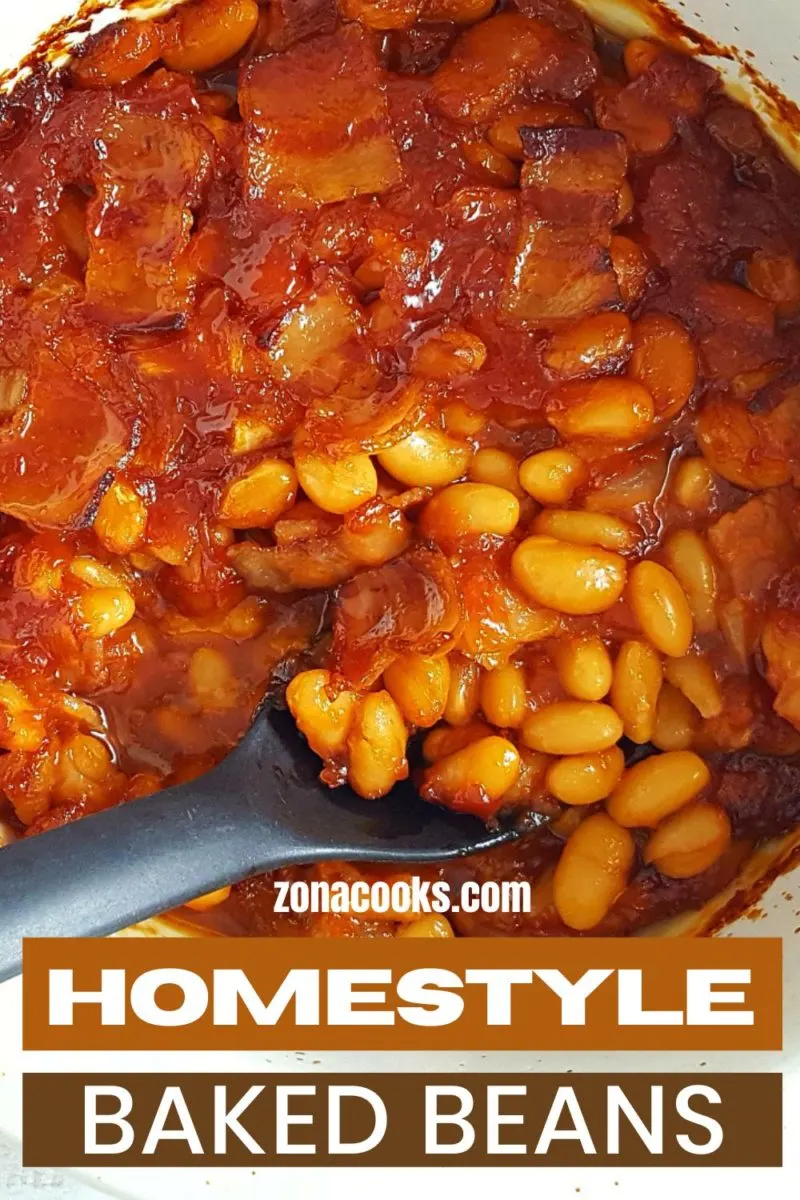 Homestyle Baked Beans in a baking dish.
