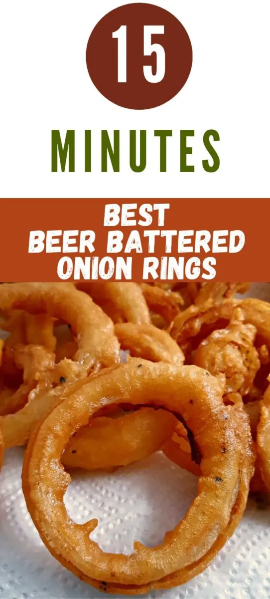 Best Beer Battered Onion Rings on paper towel.