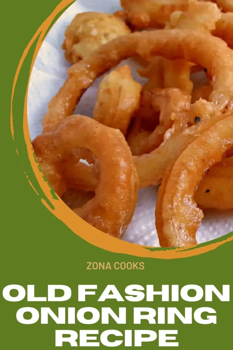 Old Fashion Onion Rings on paper towel.