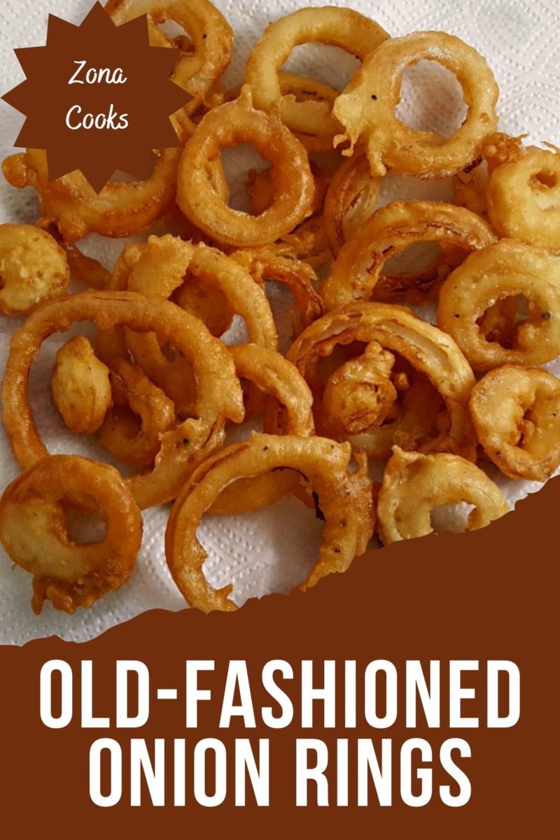 Old-fashioned Onion Rings on paper towel.