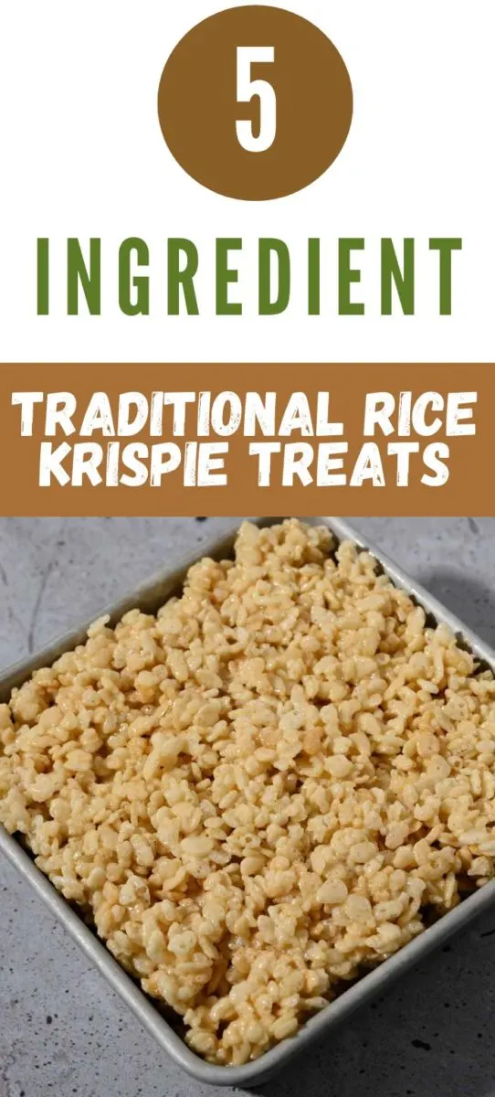 Traditional Rice Krispie Treats in a square pan.