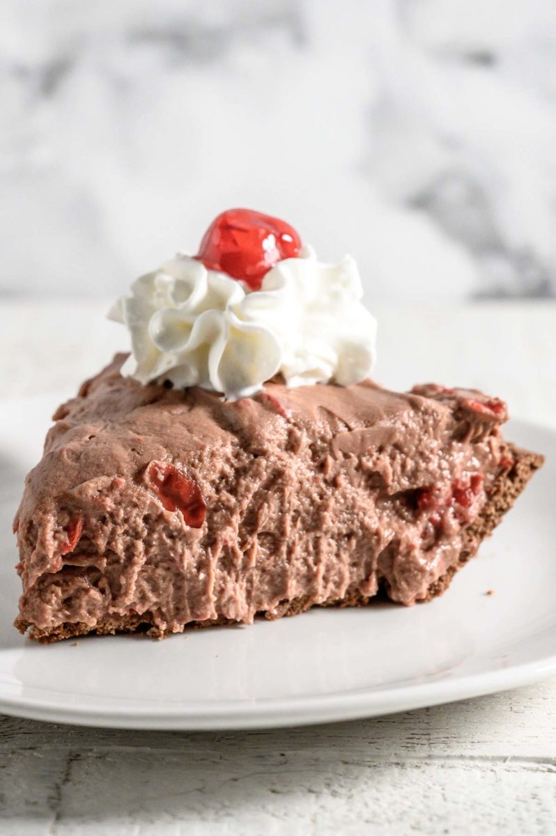 5 Ingredient No Bake Cheesecake slice on a plate.