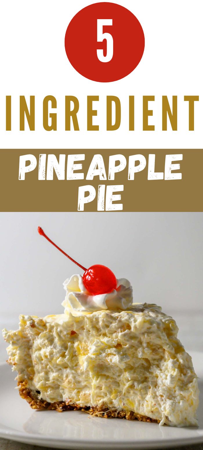5 ingredient pineapple pie slice on a plate.