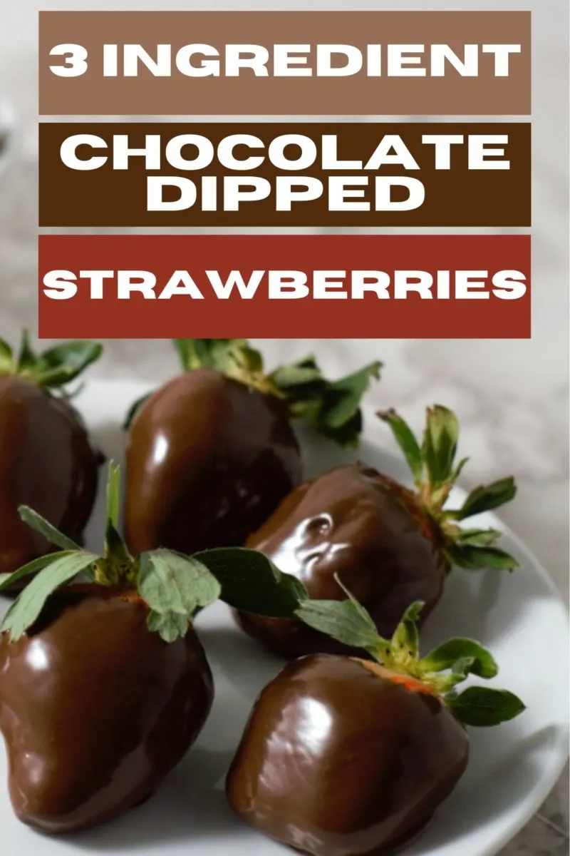 3 Ingredient Chocolate Dipped Strawberries on a plate.