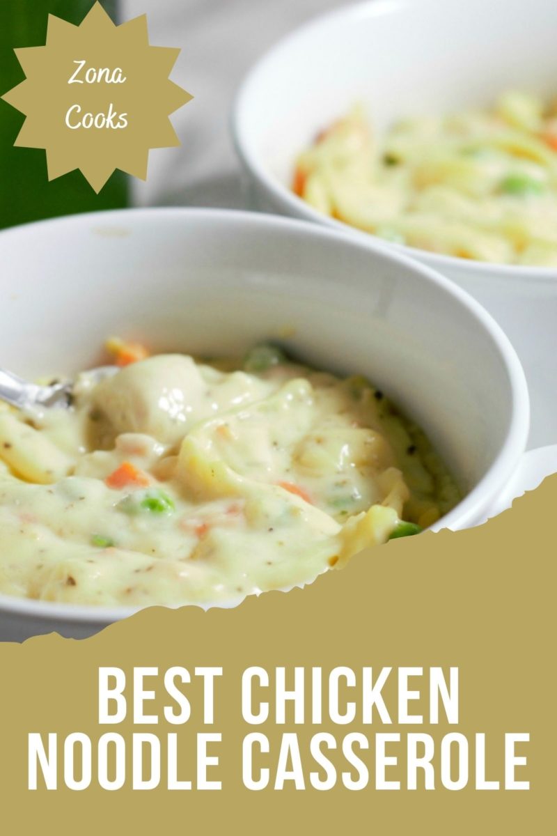 Best Chicken Noodle Casserole in two baking dishes.