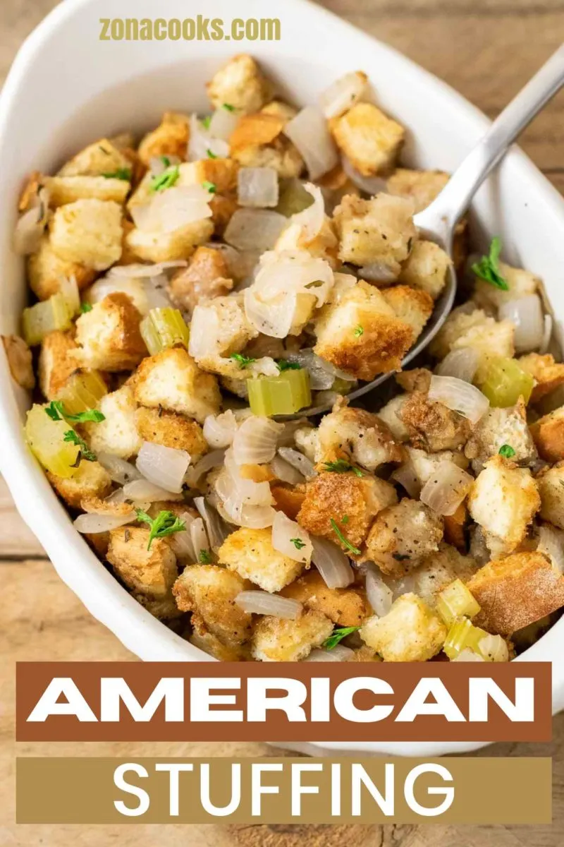 American Stuffing in a baking dish.