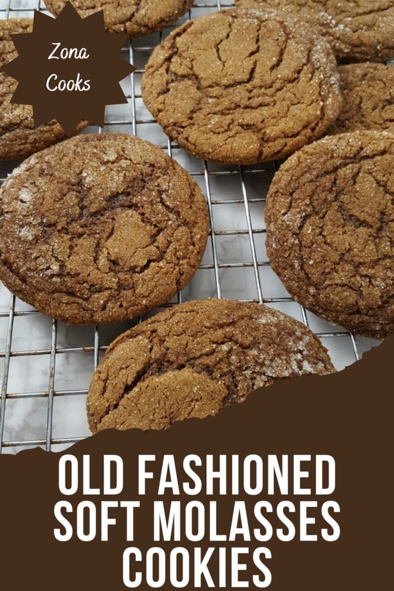 Old Fashioned Soft Molasses Cookies on a wire rack.