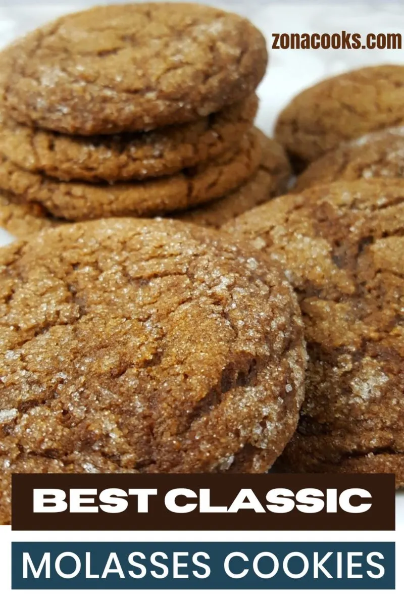 Best Classic Molasses Cookies piled on a plate.